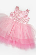 Carey Girls’ Pink Mermaid Print Tulle Dress & Mermaid Crown Set