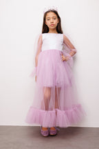 Harriet Girls’ Lilac Glitter Tulle Maxi Dress