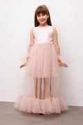 Harriet Girls’ Powder Glitter Tulle Maxi Dress