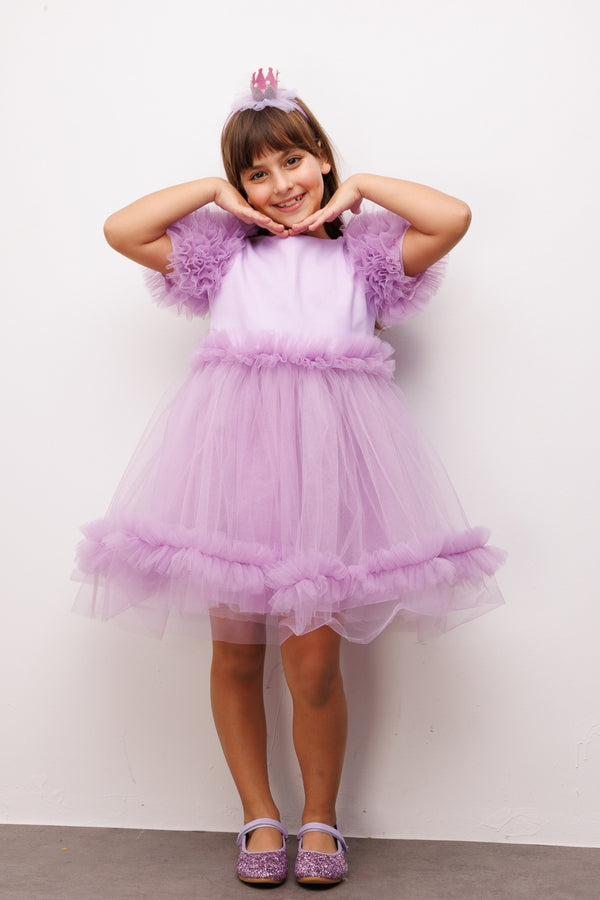 Madison Girls’ Lilac Ruffle Tulle Dress