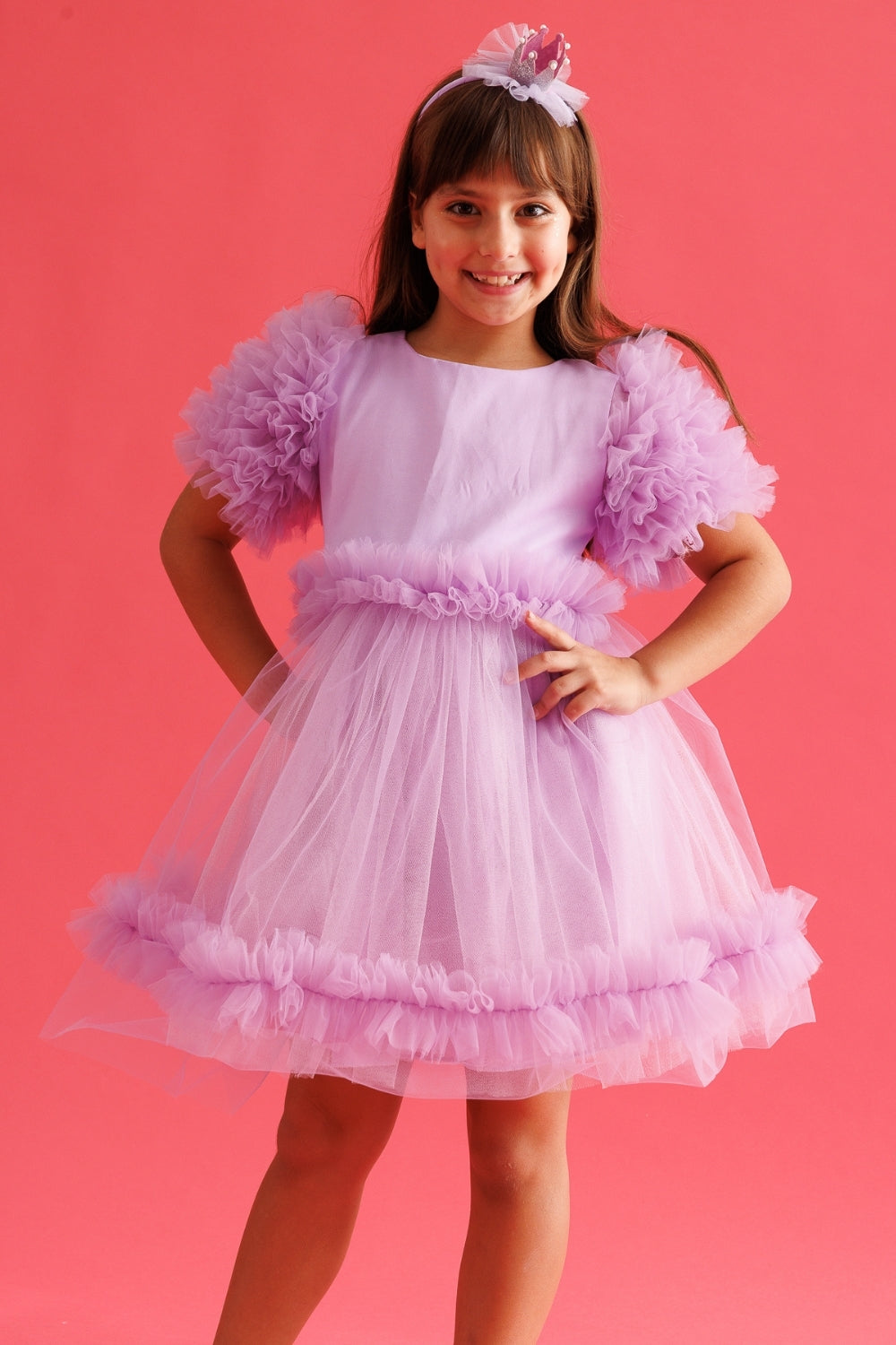 Madison Girls’ Lilac Ruffle Tulle Dress