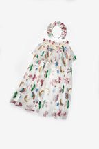 Girls’ White Rainbow & Cherry Sequin Party Cape and Crown Set