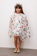 Girls’ White Rainbow & Cherry Sequin Party Cape and Crown Set