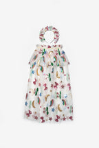 Girls’ White Rainbow & Cherry Sequin Party Cape and Crown Set