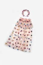 Girls’ Powder Pink Star Sequin Party Cape & Crown Set