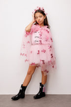 Girls’ Pink Bow Sequin Party Cape & Crown Set
