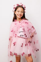 Girls’ Pink Bow Sequin Party Cape & Crown Set
