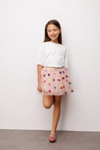 Pauline Girls’ Powder Pink Star Sequin Skirt