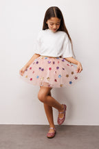 Pauline Girls’ Powder Pink Star Sequin Skirt