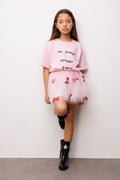 Pauline Girls’ Pink Bow Sequin Skirt