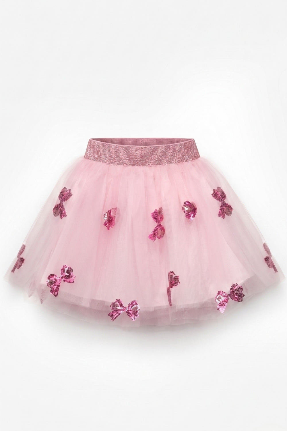 Pauline Girls’ Pink Bow Sequin Skirt