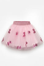 Pauline Girls’ Pink Bow Sequin Skirt