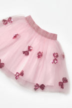 Pauline Girls’ Pink Bow Sequin Skirt