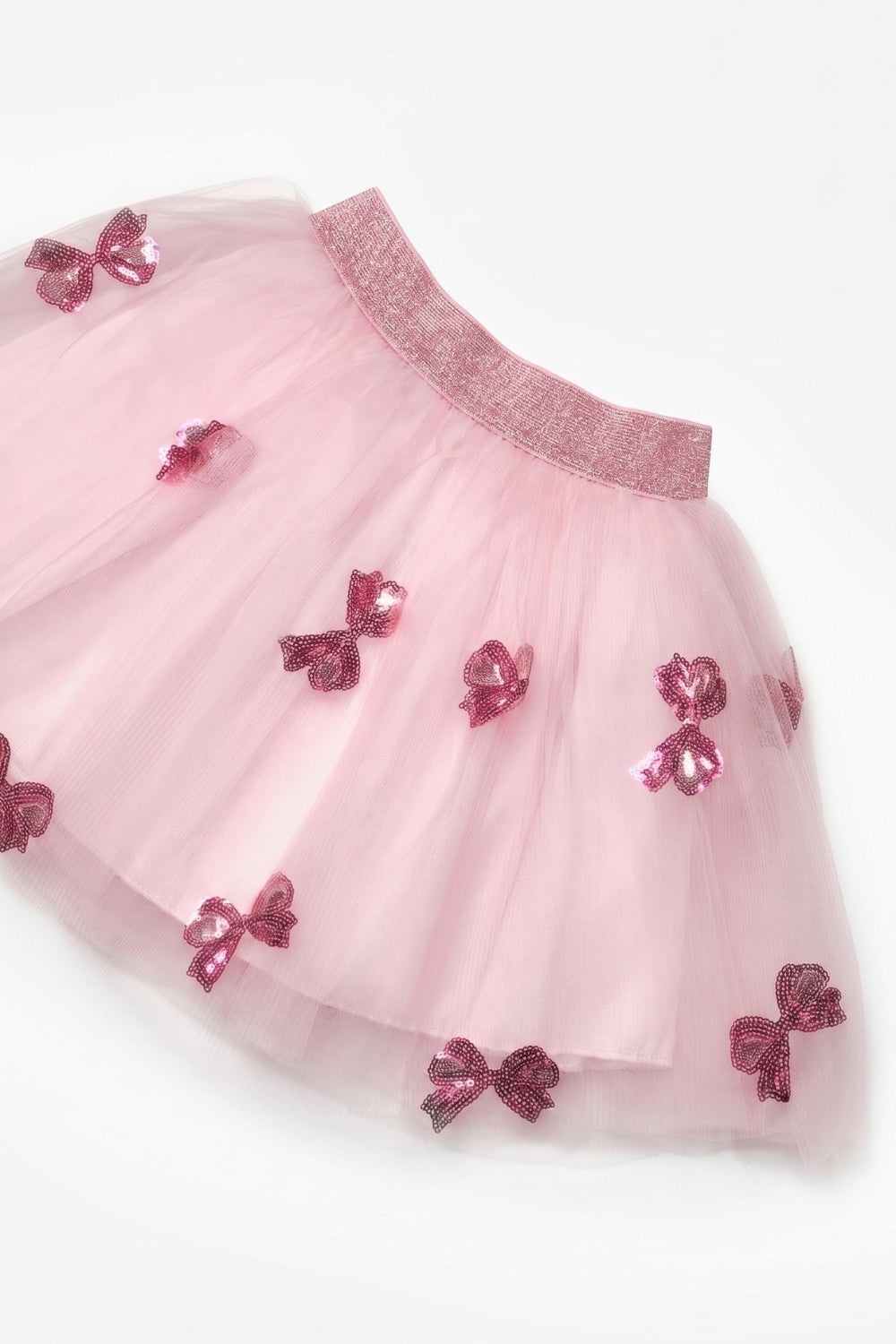 Pauline Girls’ Pink Bow Sequin Skirt
